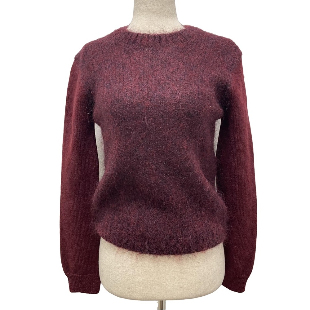 MiH Jeans Dawes Merino Mohair Blend Brushed Burgundy Sweater Size Small